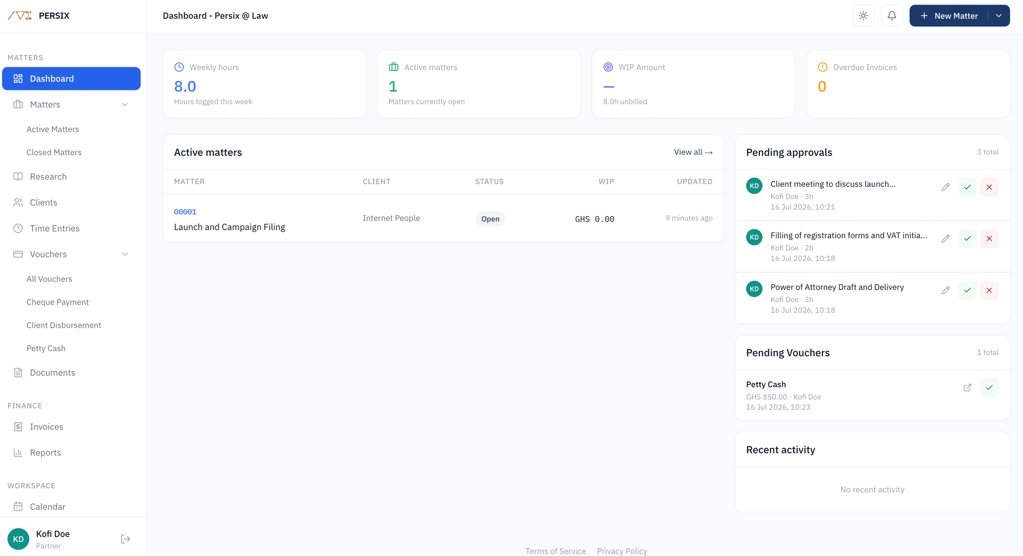 Persix Dashboard Interface