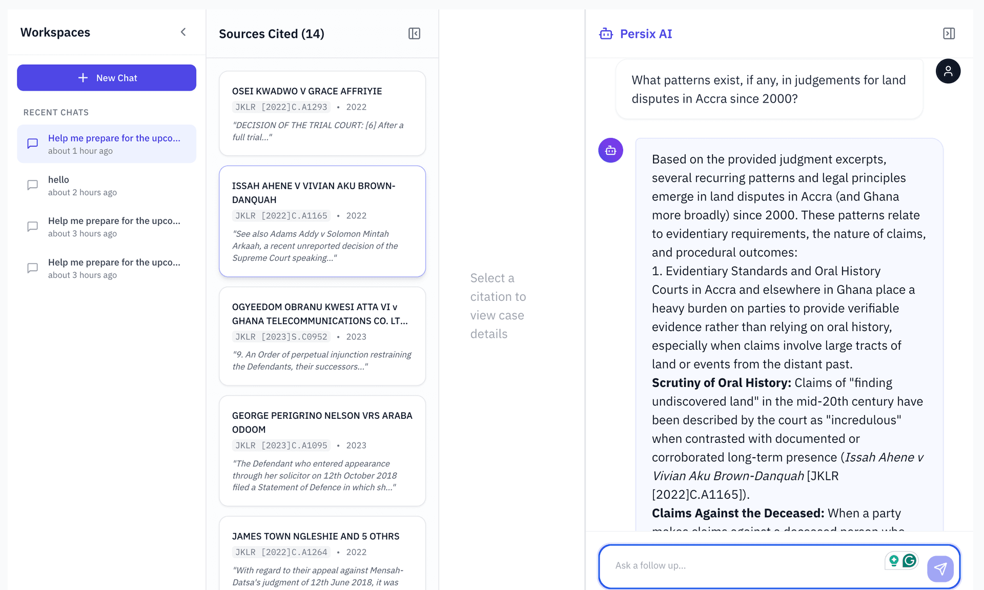 AI Legal Research Interface